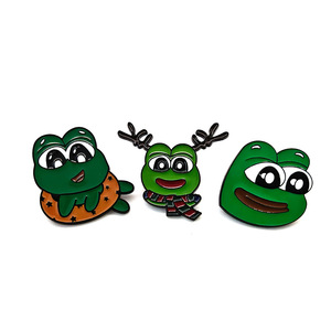 Rana esmaltada para alfiler de solapa, estampado troquelado de Metal niquelado negro, tema de Animal SoftSad <span class=keywords><strong>Pepe</strong></span> para alfileres esmaltados de Navidad - Product Image 2