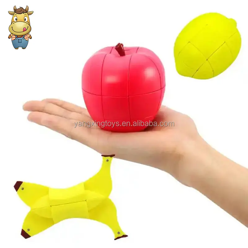 3d Fruit Vorm Magische Snelheid Kubus Set 3 Pack Kid Puzzel Speelgoed Anti Stress Volwassenen Abs Plastic Hersenen Educatief