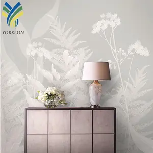 YKMP 0026นอร์ดิกดอกไม้ผนังกระดาษม้วน3D ภาพจิตรกรรมฝาผนังที่ทันสมัยใบเงินห้องนอนวอลล์เปเปอร์สำหรับห้องนั่งเล่น