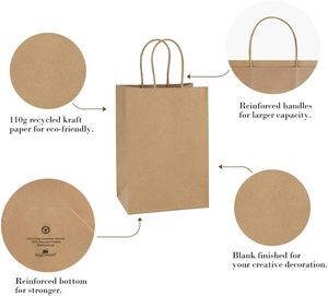 Sac en papier kraft personnalisé avec logo imprimé, emballage cadeau recyclable, sac de shopping de luxe multi-usages, sacs en kraft durables - Product Image 5