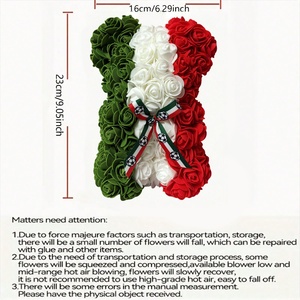 Ours en peluche populaire fait main, à thème drapeau mexicain, avec fleurs artificielles roses en PE, pour fêtes et réunions, en boîte cadeau avec ruban de football - Product Image 5