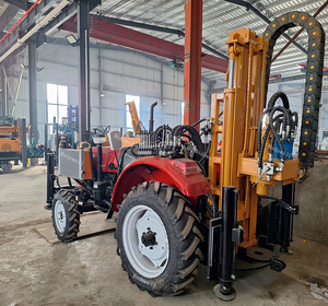 Plataforma de Perforación de Pozos de Agua Montada en Tractor, Máquina Perforadora Hidráulica de 200 m de Profundidad, Color Amarillo Rojo - Product Image 5