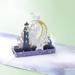 Winpsheng Custom Eid Mubarak Ramadan Cadeau 3d Pop-Up Uitnodiging Wenskaart