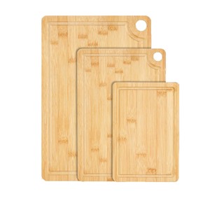 Bamboo Cutting Board <b>Set</b> Of 3 Rectangle With Hanging Holes For Kitchen Use - Product Image 5
