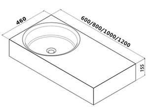 Évier de salle de bain mural moderne blanc, noir mat, Surface solide, <span class=keywords><strong>bassin</strong></span> suspendu - Product Image 6