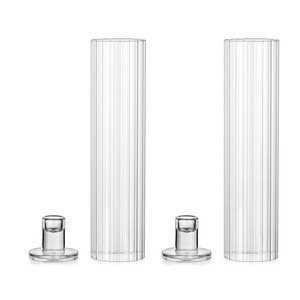 シリンダー2つのエンド中空ホウケイ酸ガラス耐風管ガラステーパーキャンドルホルダー付き - Product Image 3