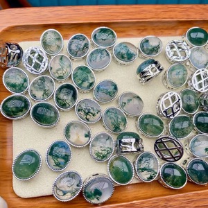 Piedra preciosa suelta de ágata de musgo natural, brillante y delicada, fondo plano ovalado, piedra principal lisa de 9X11mm con color de superficie brillante - Product Image 2