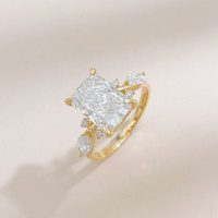 Anello in Argento 925 con Diamanti Creati in Laboratorio Taglio Principessa Ghiacciato Vintage in Oro Giallo 18K, Bracciali e Braccialetti con Diamanti, Gioielli da Sposa all'Ingrosso