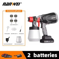 Pistolet de peinture électrique portable sans fil NANWEI pour la peinture automobile, pulvérisateur de peinture, peinture, batteries lithium-ion 18v