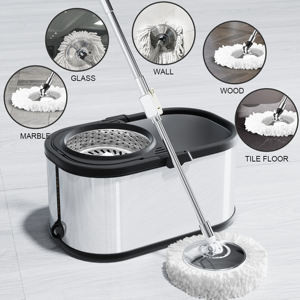 BASSFLY Factory, venta al por mayor, cesta de acero negro, juego de barril de fregona, fregona giratoria de presión manual de Doble accionamiento - Product Image 5