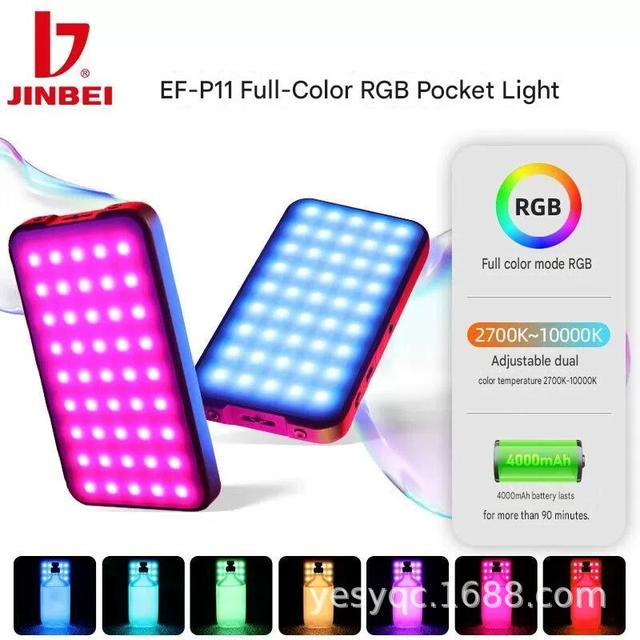 Portable RGB LED Video Light Kit Rechargeable Pocket Fill Lighting for Vlogging & Photography