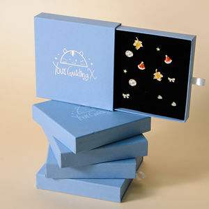 <strong>Luxury</strong> Blue <strong>Luxury</strong> Paper Jewelry <strong>Box</strong> Custom Logo Small Square Earring Packaging <strong>Box</strong> <strong>Ring</strong> <strong>Box</strong> with Foam Collection <strong>Display</strong> - Product Image 4