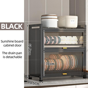 Mueble de Cocina Multifuncional de Doble Capa con Estante Lateral Colgante y Escurridor de Vajilla en la Puerta - Product Image 6