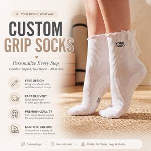 <span class=keywords><strong>Calcetines</strong></span> de Yoga y Pilates para <span class=keywords><strong>Mujer</strong></span>, Color Sólido, con Volantes, Diseño Personalizado, Antideslizantes, con Lazo de Encaje - Product Image 1