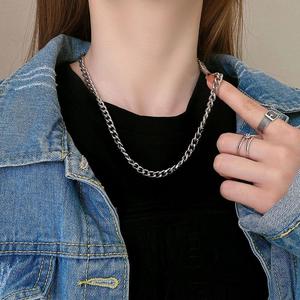 Collier vintage en argent sterling 925 taillé en <span class=keywords><strong>diamant</strong></span> massif Collier chaîne cubaine à maillons plats pour hommes et femmes Style italien - Product Image 5
