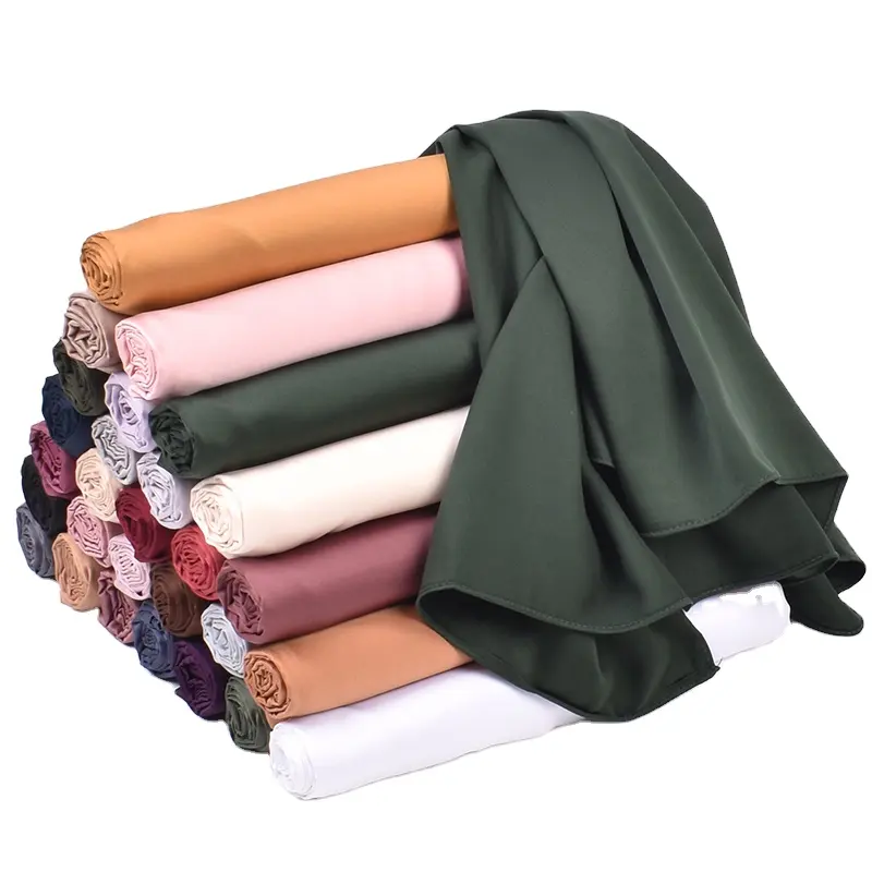 Custom Elegant fashion 30 Colours Collection Solid Matt Satin Silk scarf for Women Wedding Party Shawls and Wraps satin hijab