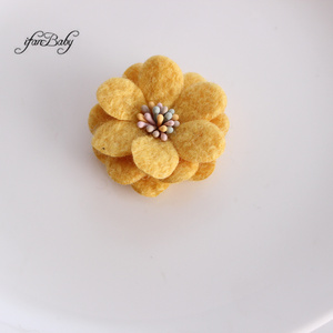 Patchs 3D DIY Coréens Daisy 5cm, Fleurs <span class=keywords><strong>en</strong></span> Tissu de Laine Douce Faites à la Main, Type Feutre, Accessoires pour Cheveux et Chapeaux - Product Image 4