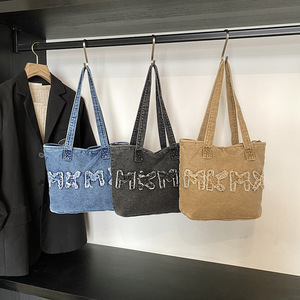 Sacs à main jeans de grande capacité pour femmes, sacs fourre-tout décontractés pour femmes, sacs de livres en denim à la mode pour filles, logo personnalisable, 2025 - Product Image 6