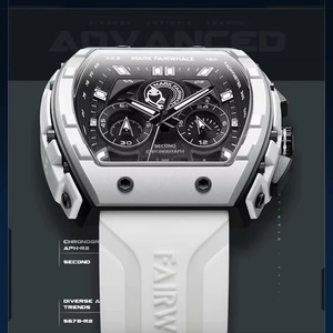 Reloj de Pulsera Deportivo de Silicona Mark Fairwhale FW 5670 para Hombre, Cuarzo, Tonneau, Cronógrafo Automático, Resistente al Agua 3 BAR, Calendario Completo - Product Image 3