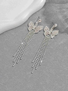 Pendientes Largos de Estilo Europeo Americano para Mujer, Par de Pendientes Modernos con Forma de Alas de Mariposa, Adelgazantes, con Diamantes, Famosos en Internet - Product Image 5