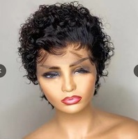 Perruques synthétiques Lace Front complètes courtes, volumineuses, noires, naturelles, effet duveteux, petites boucles africaines, résistantes à la chaleur, pour femmes, vente en gros