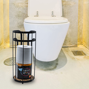 Hiện đại 3-Roll giấy vệ sinh giá lưu trữ giỏ sắt phẳng khung với handwoven mây hình chữ nhật thiết kế cho hiệu quả lưu trữ - Product Image 4