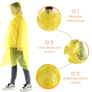 Mode adulte personnalisé manteau de pluie jetable long à capuche imperméable poncho imperméable avec capuche