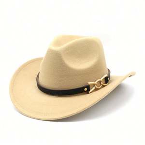 Sombrero Vaquero Occidental de Moda para Hombre y Mujer, con Cadena y Hebilla Metálica, para Otoño e Invierno - Product Image 4