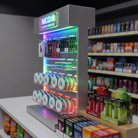 Présentoir personnalisé en acrylique et métal pour sachets de nicotine, idéal pour la vente de snus et les boutiques de tabac, avec éclairage LED