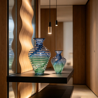Ensemble OEM personnalisé de 2 vases modernes en résine sculptée à effet dégradé, thème arbre, pour la décoration de la maison et des hôtels, directement de l'usine, artistique et superposé