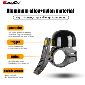 <span class=keywords><strong>Sonnette</strong></span> de guidon de <span class=keywords><strong>vélo</strong></span> de route EasyDo, légère, en alliage d'aluminium, antirouille, klaxon de <span class=keywords><strong>vélo</strong></span> - Product Image 2
