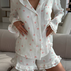 Conjunto de Roupas para Casa Feminino em 2 Peças, Roupas Térmicas para Verão e Outono, Pijamas Coordenados para Mulheres - Product Image 4