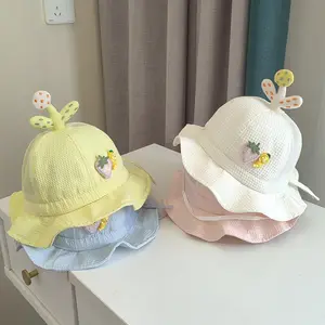 Casquette pour bébé Chapeau de pêcheur tendance et polyvalent Chapeau de soleil d'été pour garçons Chapeau de loisir pour filles Chapeau bol dessin animé