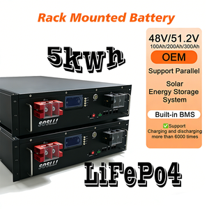 <span class=keywords><strong>Batterie</strong></span> LiFePO4 SOSLLI 51.2V 100Ah pour rack de serveur avec protection BMS 100A pour caravane, <span class=keywords><strong>camping</strong></span>-<span class=keywords><strong>car</strong></span>, café mobile - Product Image 1