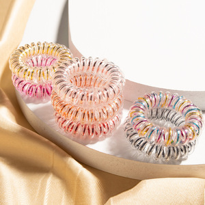 Telephone <b>Cord</b> Hair Tie Tpu Transparent High <b>Elasticity</b> Daily Use Candy Style Summer Ponytail Women's Hair Accessories - Product Image 4