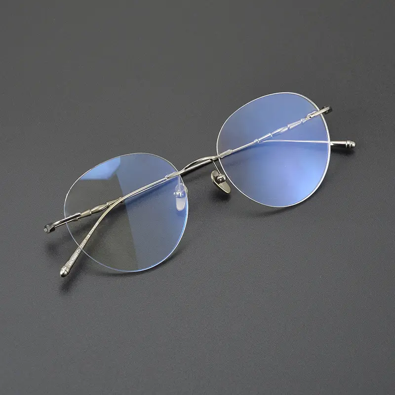 Randloser optischer rahmenloser japanischer runder Designer-Brillen rahmen aus reinem Titan für Männer und Frauen