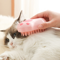 Brosse de toilettage 3-en-1 pour animaux de compagnie : vaporisateur, massage et peigne à vapeur, style patte de chat, avec compartiment pour liquide, pour chats et chiens