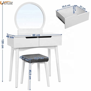 Nouvelle mode luxe contemporain MDF personnalisé fille <span class=keywords><strong>commode</strong></span> coiffeuse blanc tire avec grand miroir et <span class=keywords><strong>2</strong></span> grands <span class=keywords><strong>tiroirs</strong></span> de rangement - Product Image 3
