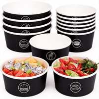 Mangkuk dan Gelas Kertas Berlapis Aluminium Cetak Khusus untuk Salad, Nasi, dan Makanan Bawa Pulang