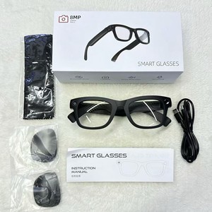 Smart Glasses 8MP Camera <b>Bluetooth</b> Calling Voice Control Black Dual Lenses - Product Image 1