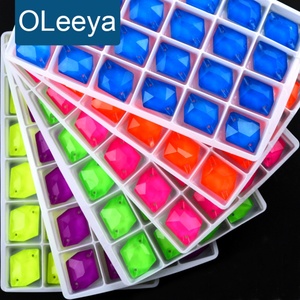 Strass à coudre en verre néon fluorescent Oleeya, cristaux à dos plat, perles à coudre pour la fabrication de bijoux - Product Image 1