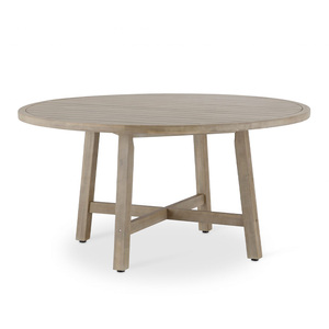Set da Pranzo Moderno per Esterni con Tavolo Rotondo e 6 Sedie, Arredamento per Patio e Ristorante, Set da Pranzo in Legno di Teak Resistente alle Intemperie - Product Image 4