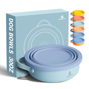 32 oz acariciam a bacia de aço inoxidável do cão com a tampa do silicone e o punho removível da bacia levam com cão do saco fora do recipiente de alimento - Product Image 5