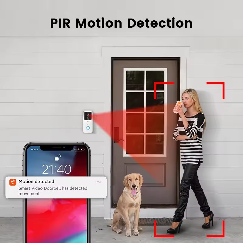 Tuya T32 Smart Video Doorbell Camera with Wireless Chime, Dual-Band 2.4GHz/5GHz WiFi, IP65 Waterproof, HD Night Vision, Two-Way Audio & Smart Life App - View 5