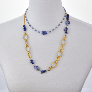 Bijoux en lapis-lazuli de style bohème comme une pièce maîtresse époustouflante pour les fêtes, collier superposé de style rétro - Product Image 2