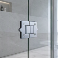 Charnière en laiton massif chromé miroir KAIENDI, fixation pour porte de douche sans cadre en verre trempé