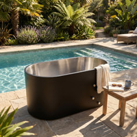 Baignoire de plongeon en acier inoxydable noir anti-corrosion de luxe, de qualité supérieure, pour bain froid, 304, pour extérieur, salle de sport, double paroi isolée