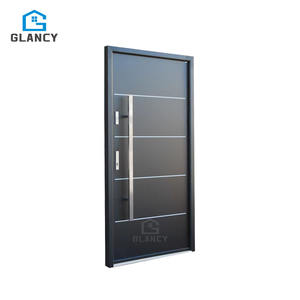 Portas Principais Modernas de Alumínio Pivotantes de Segurança para Entrada Pretas Novas da Turquia - Product Image 4