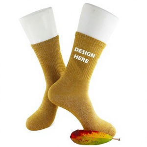 SPARKWELL INDUSTRY <b>Men</b> Crew <b>Socks</b> Solid <b>Yellow</b> Spandex/Nylon Anti-Slip Knitted Breathable Summer Design Custom Logo Cuff Regular - Product Image 1