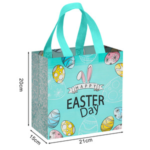 Nueva Bolsa de Compras de Tela No Tejida con Estampado de Conejo de Pascua y Colores de Huevos, Impermeable, Laminada, con Dibujos Animados, para Regalos de Pascua - Product Image 5